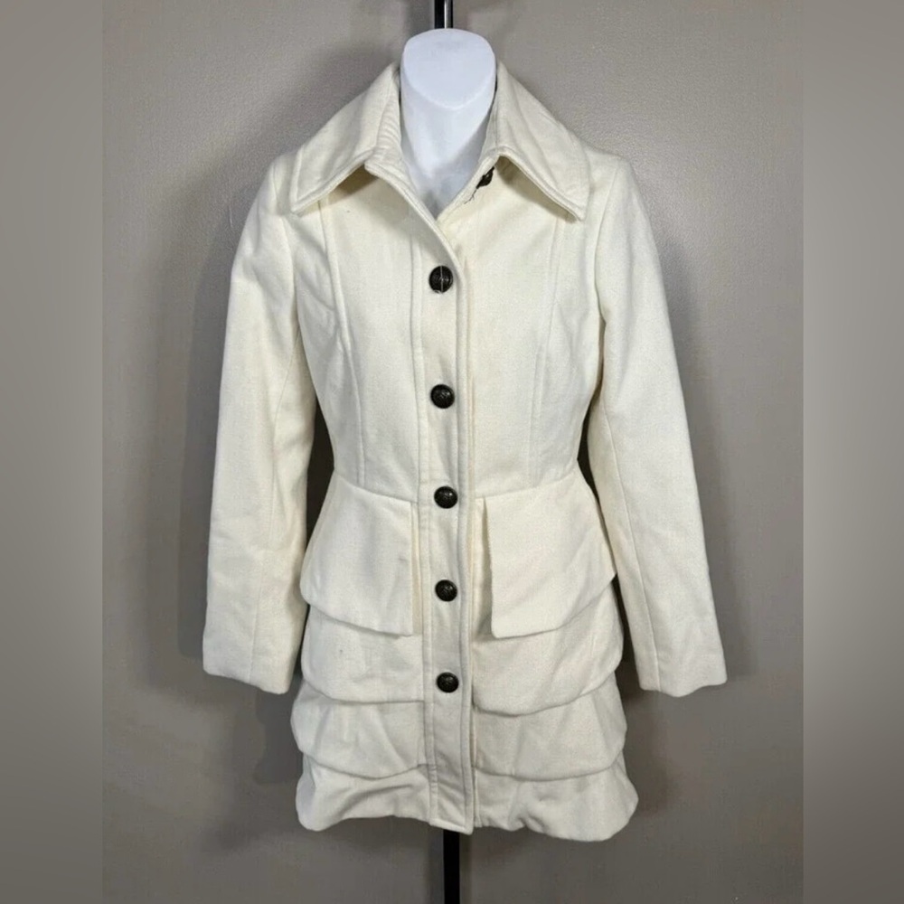 BB Dakota Cream Ruffle Coat
